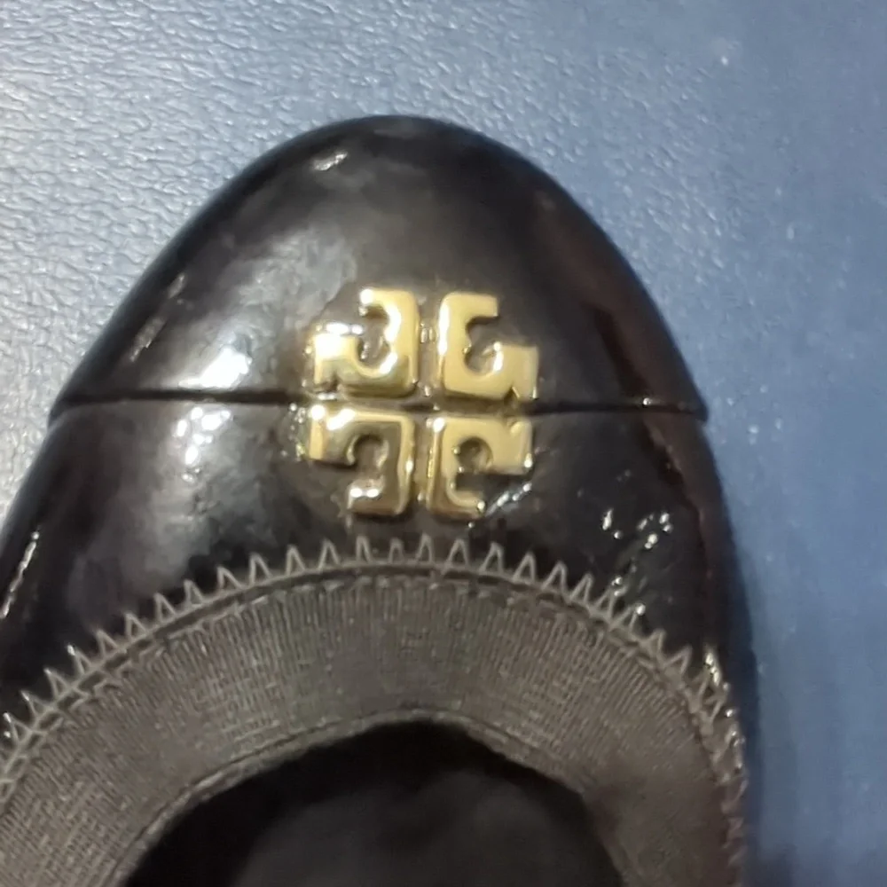 Tory Burch Womens Ballet Flats‎ Jolie Cap Toe Patent Leather Quiet Luxury 8.5